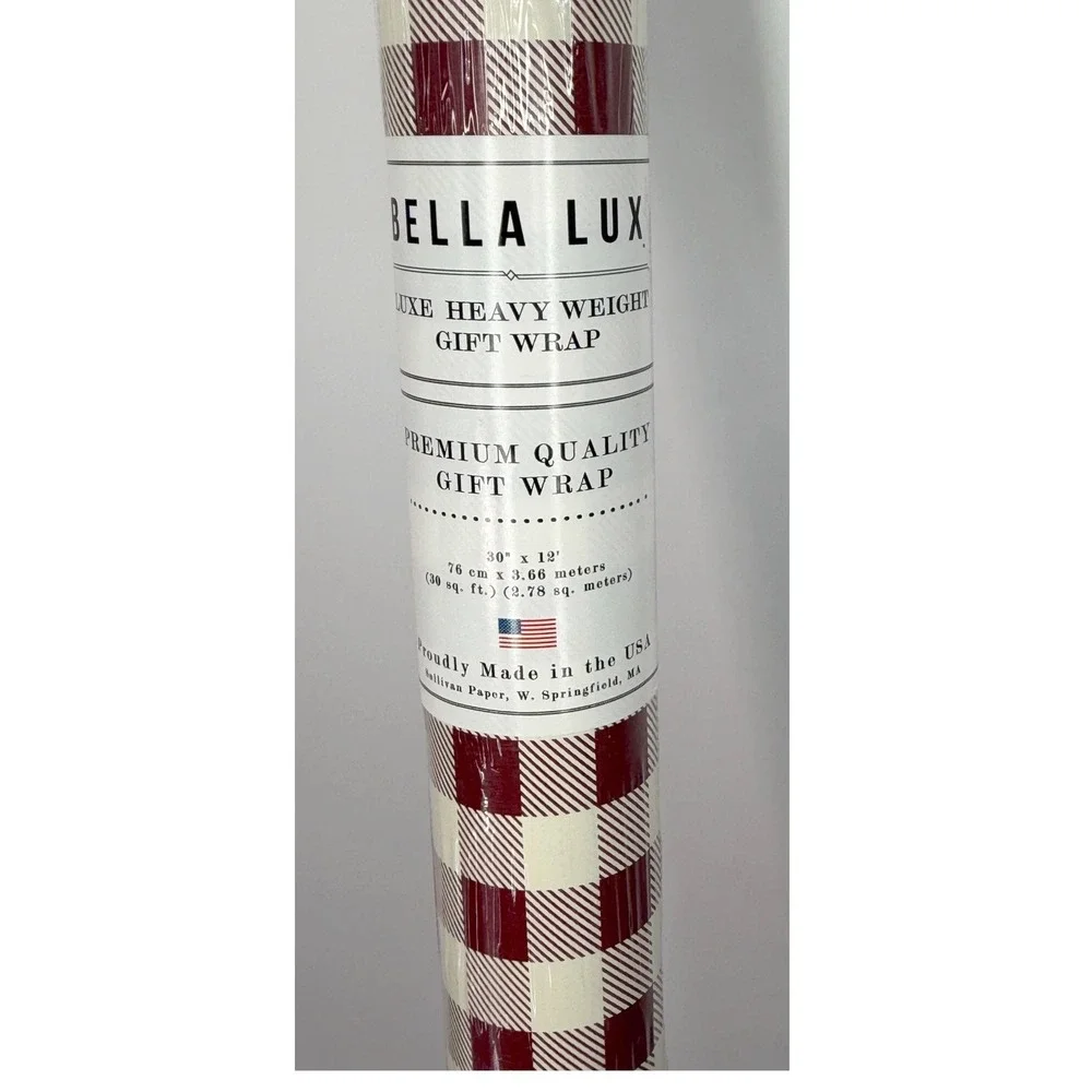 Bella Lux Luxe Heavy Weight Gift Wrap Red Cream Buffalo Plaid 30 sq ft 109-08